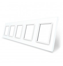 Рамка розетки 5 мест белый стекло Livolo (C7-SR/SR/SR/SR/SR-11)