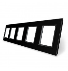 Рамка розетки 5 мест черный стекло Livolo (C7-SR/SR/SR/SR/SR-12)