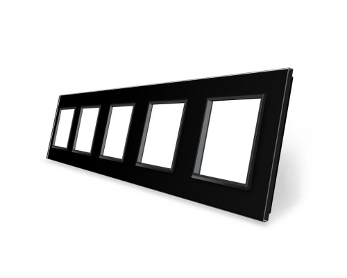 Рамка розетки 5 мест черный стекло Livolo (C7-SR/SR/SR/SR/SR-12)