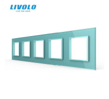 Рамка розетки 5 мест зеленый стекло Livolo (C7-SR/SR/SR/SR/SR-18)