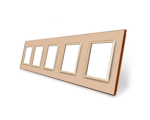 Рамка розетки 5 мест золото стекло Livolo (C7-SR/SR/SR/SR/SR-13)