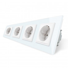 Розетка четырехместная с заземлением белый стекло Livolo (VL-C7C4EU-11)