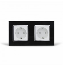 Розетка двойная с заземлением черный белый хром стекло Livolo (VL-C7C2EU-12/11C)
