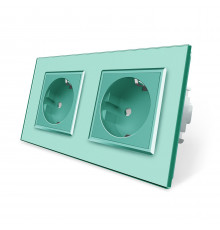 Розетка двойная с заземлением зеленый стекло Livolo (VL-C7C2EU-18)