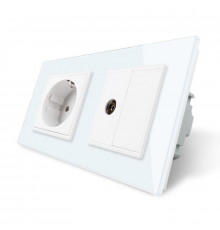Розетка двухместная комбинированная бытовая и телевизионная белый стекло Livolo (VL-C7C1EU1VK0-11)