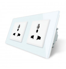 Розетка двухместная универсальная белый стекло Livolo (VL-C7FCT22-4WP)