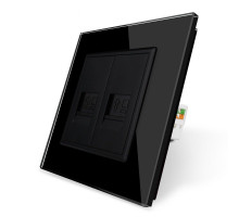 Розетка компьютерная двойная RJ-45 черный стекло Livolo (VL-C792C-12)
