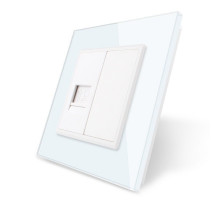 Розетка компьютерная RJ-45 белый стекло Livolo (VL-C791C-11)