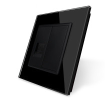 Розетка компьютерная RJ-45 черный стекло Livolo (VL-C791C-12)