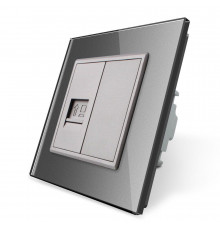 Розетка компьютерная RJ-45 серый стекло Livolo (VL-C791C-15)