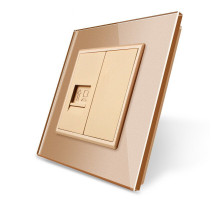 Розетка компьютерная RJ-45 золото стекло Livolo (VL-C791C-13)