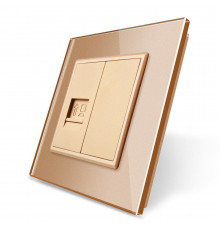 Розетка компьютерная RJ-45 золото стекло Livolo (VL-C791C-13)