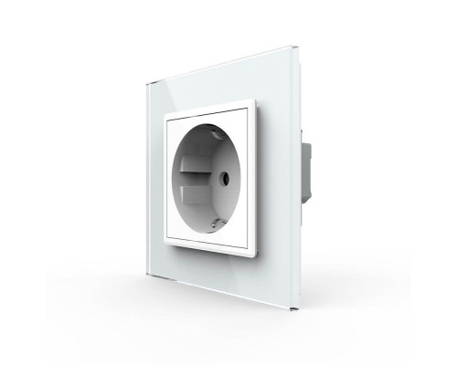 Розетка с заземлением белый стекло Livolo (VL-C7FCTC16A-2WPS01)