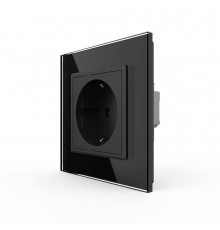 Розетка с заземлением черный стекло Livolo (VL-C7FCTC16A-2BPS01)