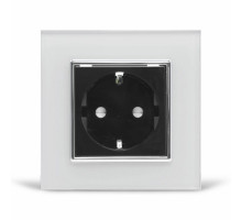Розетка с заземлением белый черный хром стекло Livolo (VL-C7C1EU-11/12C)