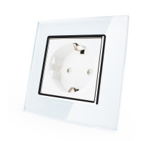 Розетка с заземлением белый хром стекло Livolo (VL-C7C1EU-11C)