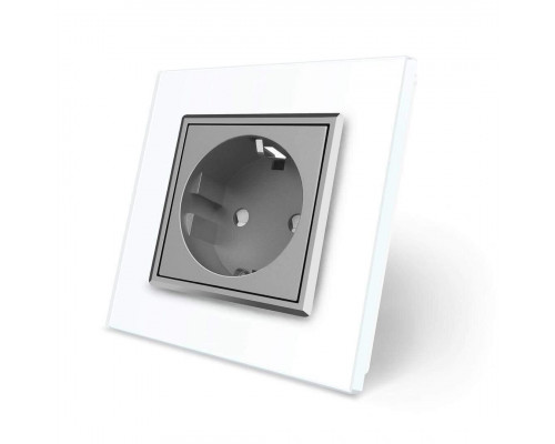 Розетка с заземлением белый серый стекло Livolo (VL-C7C1EU-11/15)