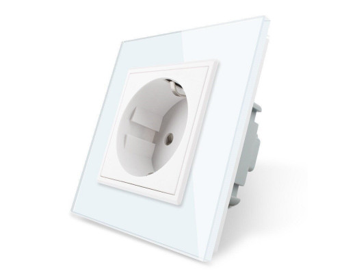 Розетка с заземлением белый стекло Livolo (VL-C7C1EU-11)