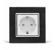 Розетка с заземлением черный белый хром стекло Livolo (VL-C7C1EU-12/11C)