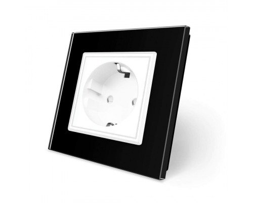 Розетка с заземлением черный белый стекло Livolo (VL-C7C1EU-12/11)
