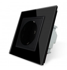 Розетка с заземлением черный стекло Livolo (VL-C7C1EU-12)
