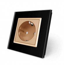 Розетка с заземлением черный золото стекло Livolo (VL-C7C1EU-12/13)