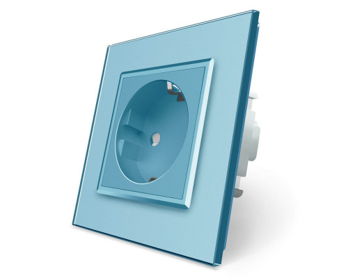 Розетка з заземленням блакитний скло Livolo (VL-C7C1EU-19)