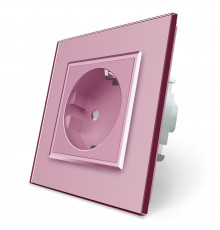 Розетка с заземлением розовый стекло Livolo (VL-C7C1EU-17)