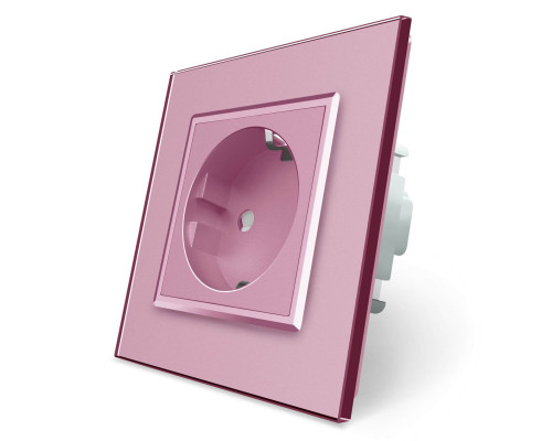 Розетка с заземлением розовый стекло Livolo (VL-C7C1EU-17)