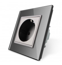 Розетка с заземлением серый стекло Livolo (VL-C7C1EU-15)