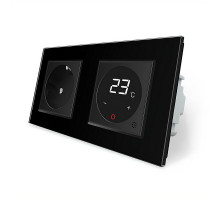 Розетка с заземлением Терморегулятор с выносным датчиком температуры для теплого пола черный Livolo (VL-C7C1EU1TM2-12)