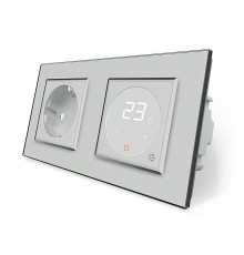 Розетка с заземлением Терморегулятор с выносным датчиком температуры для теплого пола сірий Livolo (VL-C7C1EU1TM2-15)