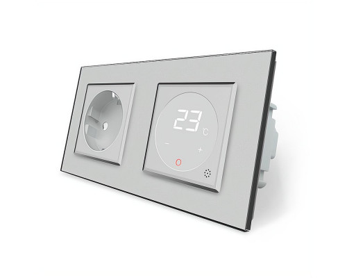 Розетка с заземлением Терморегулятор с выносным датчиком температуры для теплого пола сірий Livolo (VL-C7C1EU1TM2-15)