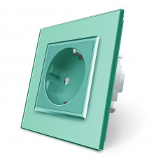 Розетка с заземлением зеленый стекло Livolo (VL-C7C1EU-18)