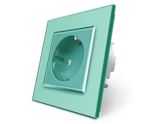 Розетка з заземленням зелений скло Livolo (VL-C7C1EU-18)
