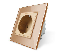 Розетка с заземлением золото стекло Livolo (VL-C7C1EU-13)