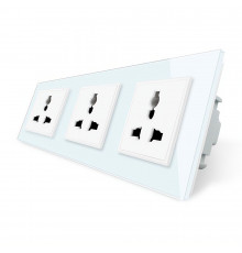 Розетка трехместная универсальная белый стекло Livolo (VL-C7FCT22-6WP)