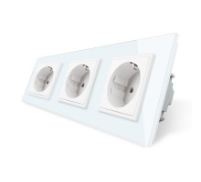 Розетка тройная с заземлением белый стекло Livolo (VL-C7C3EU-11)