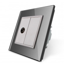 Розетка ТВ серый стекло Livolo (VL-C791V-15)