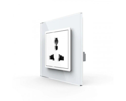 Розетка универсальная 13 стандартов в 1 белый стекло Livolo (VL-C7C1C-11)