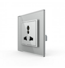 Розетка универсальная 13 стандартов в 1 серый стекло Livolo (VL-C7C1C-15)