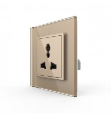 Розетка универсальная 13 стандартов в 1 золото стекло Livolo (VL-C7C1C-13)