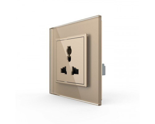 Розетка универсальная 13 стандартов в 1 золото стекло Livolo (VL-C7C1C-13)