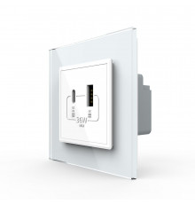 Розетка USB-A и USB-C 36W белый стекло (VL-C7FCUA18W.UC18W-2WP)