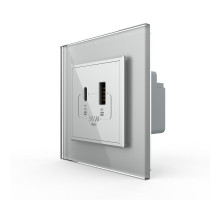 Розетка USB-A и USB-C 36W серый стекло (VL-C7FCUA18W.UC18W-2IP)