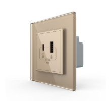 Розетка USB-A и USB-C 36W золотой стекло (VL-C7FCUA18W.UC18W-2AP)