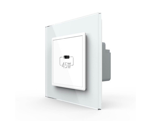 Розетка USB type C с блоком питания 45W белый Livolo (VL-C7-FCUC-2WP)