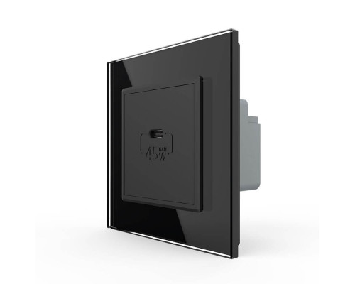 Розетка USB type C с блоком питания 45W черный Livolo (VL-C7-FCUC-2BP)