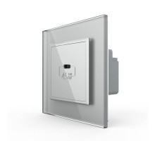 Розетка USB type C с блоком питания 45W серый Livolo (VL-C7-FCUC-2IP)