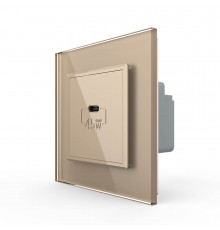 Розетка USB type C с блоком питания 45W золото Livolo (VL-C7-FCUC-2AP)